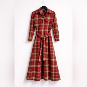 Polo Ralph Lauren Red Plaid Long Sleeve Dress